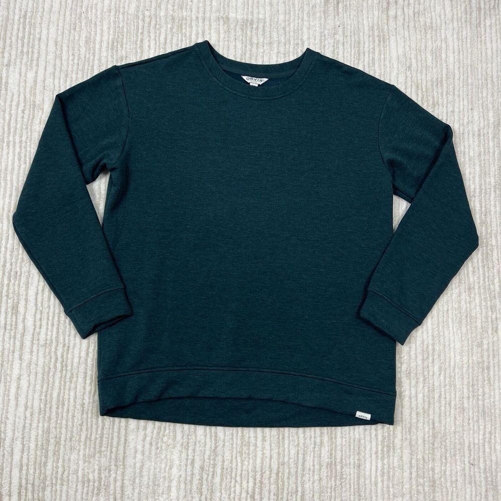 Orvis Mens Forest Green‎ Long Sleeve Crew Neck Pullover Sweater Size Medium Soft